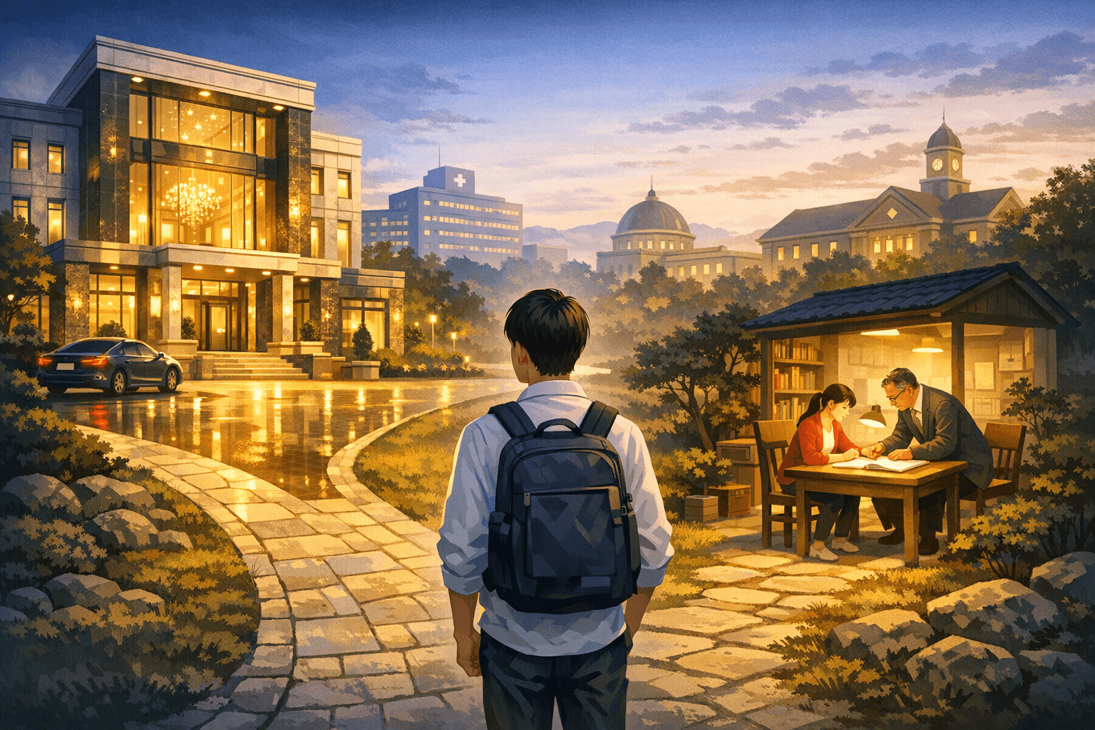 高額な医学部専門予備校と丁寧なサポート体制を対比したイメージ