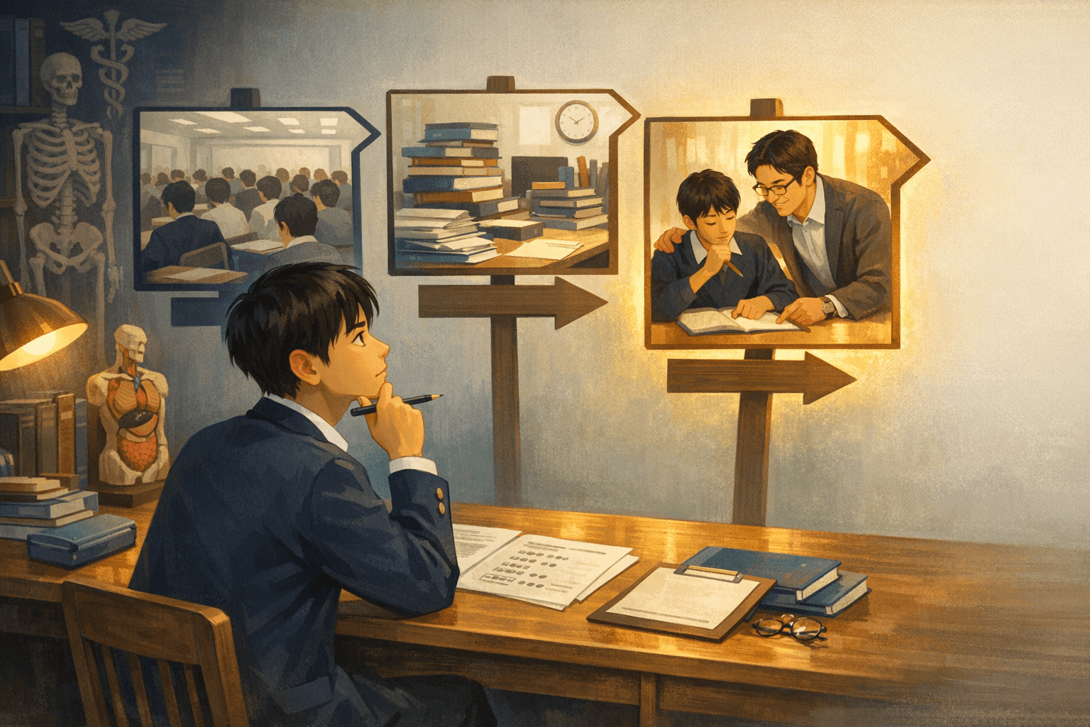 医学部受験で自分に合う塾を比較しながら進路を考える受験生のイメージ